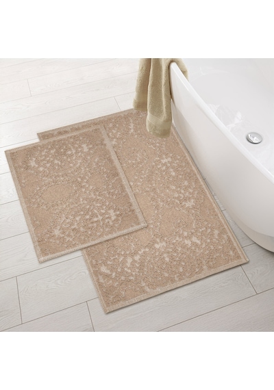 Soft Visby 2'li Banyo Paspası - Vizon - 60x100 Cm + 50x60 Cm Renkli