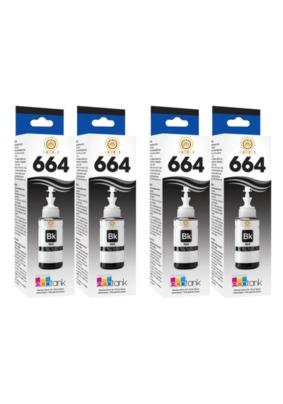 664 Uyumlu Siyah Mürekkep 4 Adet Maksimum Verim L110 L120 L130 L210 L310 L355 L382 L565 4x70ml