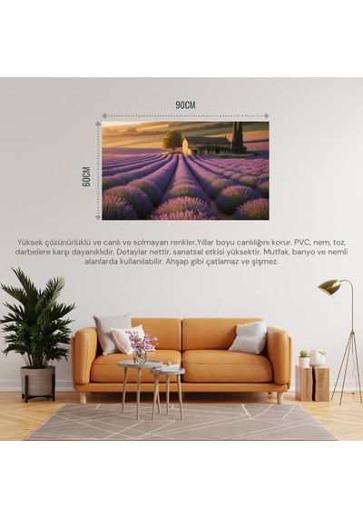 Doğa Ve Manzara Yatay Ufka Doğru Uzanan Lavanta Tarlaları 02 Çerçevesiz 90x60cm Pvc Tablo