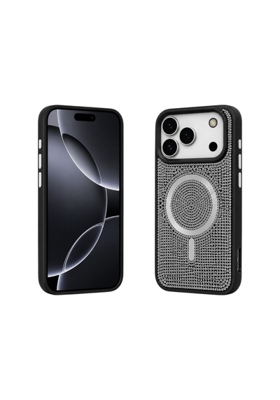 Nettech Apple iPhone 17 Pro Uyumlu Taşlı Seri Arka Koruma Kılıf - Siyah