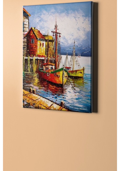 Webstyle Sayılarla Boyama Seti Kasnaklı Renkli Ev Ve Yelkenli 60 X 75 Cm