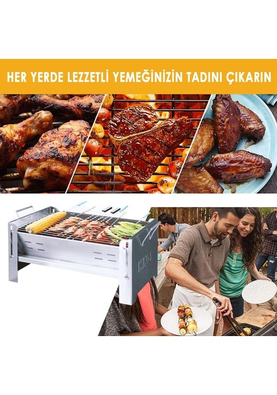 Katlanır Mangal, Paslanmaz Çelik, Barbekü Kömür Mangalı, Izgaralı, Portatif Taşınabilir Pratik Mangal Diğer