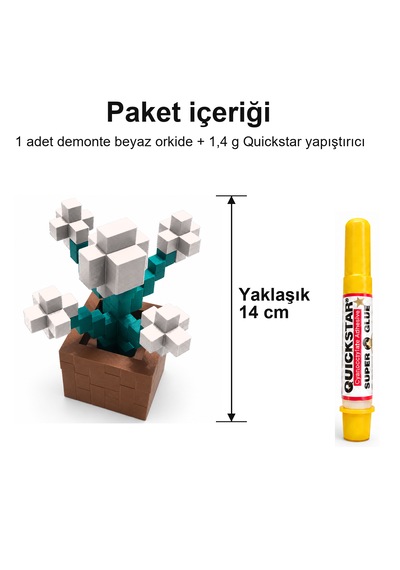 Piksel Orkide Biblo - 3d Baskı, Minecraft Esintili Beyaz
