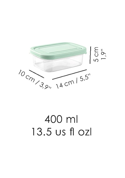 Meleni Home 8 Adet Dikdörtgen Erzak Saklama Kabı Mikrodalgaya Uygun Düzenleyici Organizer 400 ML Yeşil