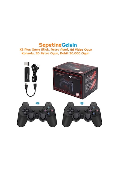 Sepetinegelsin X2 Plus Game Stick, Retro i, Hd Video Oyun Konsolu, 3d Retro Oyun, Dahili 30000 Oyun