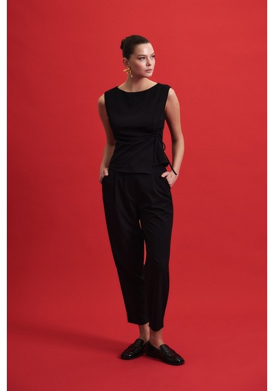 Sateen Lena Bluz - Siyah-136926 Siyah