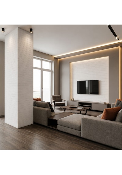 70x280 Kendinden Yapışkanlı Duvar Kağıdı Beyaz Taş Desen ,salon,duvar,tv Ünitesi