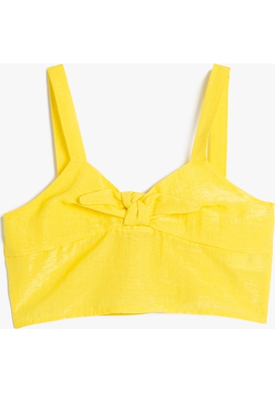 Koton Crop Üst Askılı Dokulu Önden Bağlamalı Parlak Sarı 3skg60045aw 3SKG60045AW161 Sarı