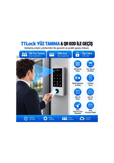 Novacom Nc-skv5qr-wp Kart Şifre Yüz Tanıma Qr Kodlu Akıllı Geçiş Terminali
