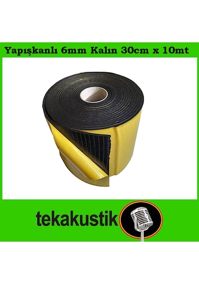 Oto Ses Isı Yalıtım Flexi Kauçuk Sünger Yapışkanlı 6Mm 30Cmx10Mt