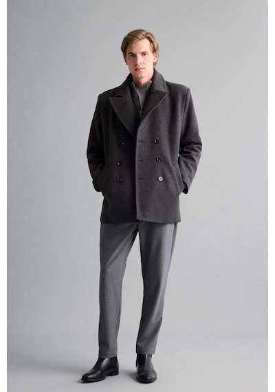 Defacto Slim Fit Dar Kesim Düğmeli Cepli Astarlı Kaşe Kaban Parka D1521ax25wnar198 Antrasit-ar198
