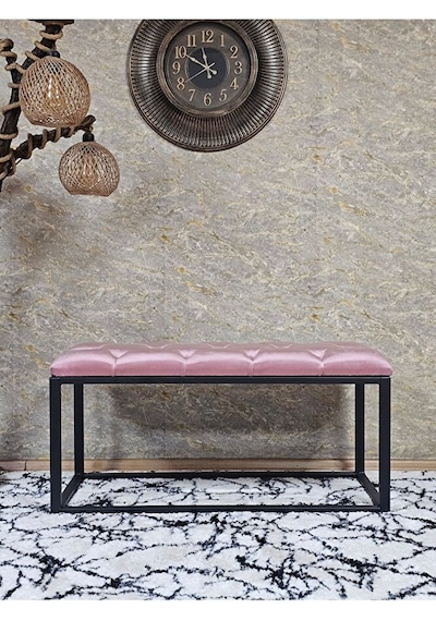 Siyah Boyalı Diktörtgen 100 Cm X 40 Cm Oturak Puf - Bench - Makya Çok Renkli