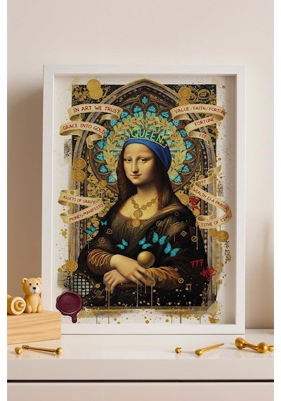 Leonardo Da Vinci Mona Lisa Çerçeveli Tablo Giyinme Odası Makyaj Masası Arkası Dekoru Street Art