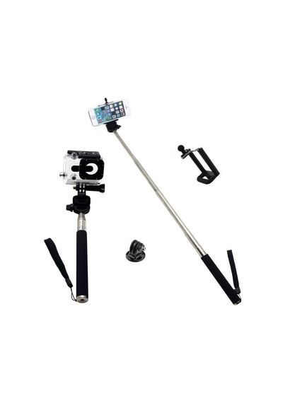 Gopro Uyumlu Kafa Bandı Göğüs Bandı Ve Monopod- Seti Siyah