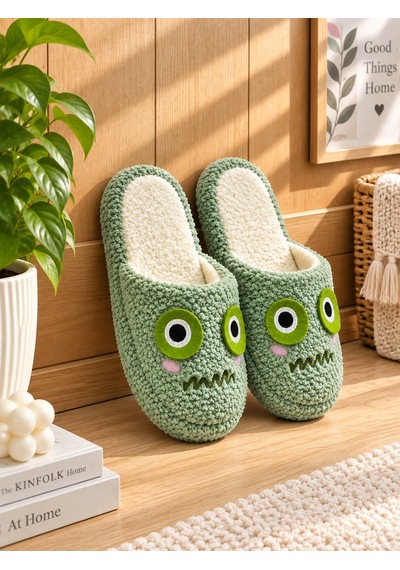 Modafrato Monster Figürlü Havlu Kadın Ev Terliği - Sıcak Tutan Pofuduk Terlik Ses Yapmaz Taban Yeşil Modafrato Monster Figürlü Havlu Kadın Ev Terliği - Sıcak Tutan Pofuduk Terlik Ses Yapmaz Taban Yeşil