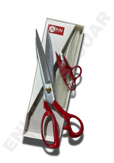 Pın - 1124 12 Inc Kırmızı Saplı Çelik Gövde Profesyonel Terzi Makası