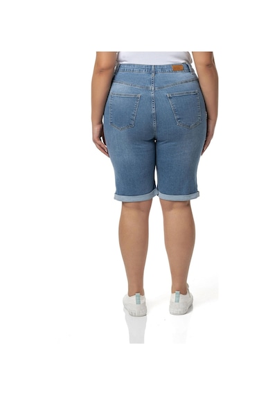 Büyük Beden Paçası Katlamalı Beş Cepli Denim Açık Mavi Şort-açık Mavi Açık Mavi