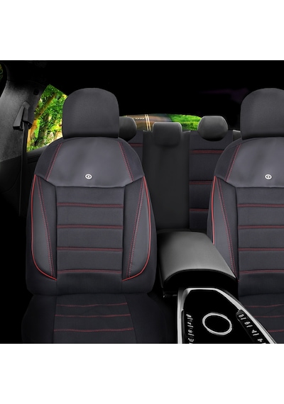 Mitsubishi L200 Çift Kabin Araçlara Uyumlu Oto Koltuk Kılıfı Seti-yıldız Serisi Siyah/kırmızı