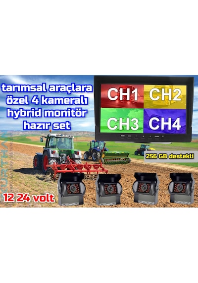 256 Gb 4 Adet Metal Kasa Kamera Ve 7'' Hybrid Dvr Set 12-24 Volt