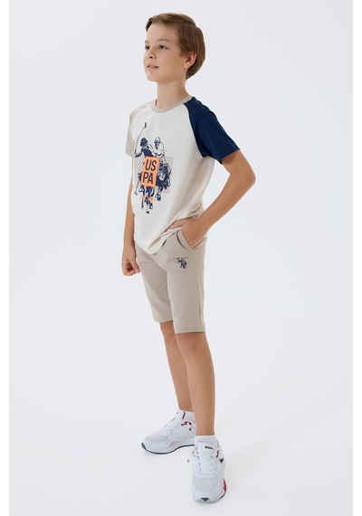 U.s. Polo Assn. Erkek Çocuk Bej Bermuda Takım Bej
