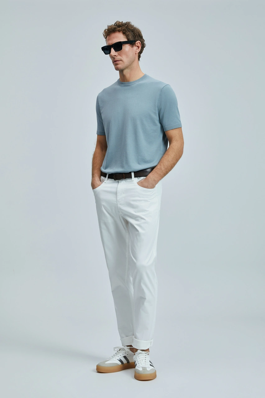 Lufian Helt Spor 5 Cep Erkek Pantolon Slim Fit Beyaz Beyaz 111190347100500 Beyaz