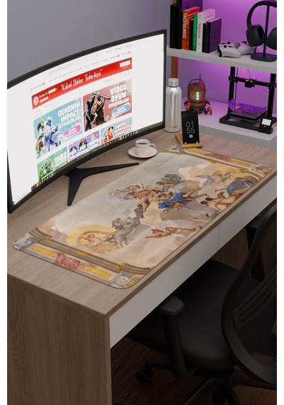 Ortaçağ Sanat Kaymaz Dikişli Kauçuk Oyuncu Mousepad V1 - 90x40 Xxl Gaming Mouse Pad Fare Altlığı