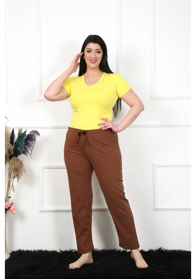 Mtm My The Mall Kadın Pamuklu Büyük Beden Alt Pijama Kahve Kahve