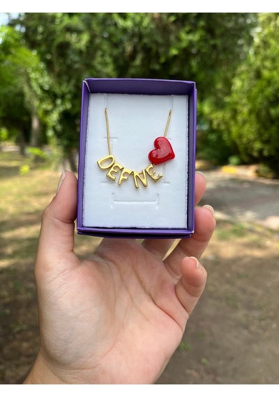 Kişiye Özel Harf Kolye Murano Kalp Murano Kolye Istediğiniz Isim Yazılır Gold