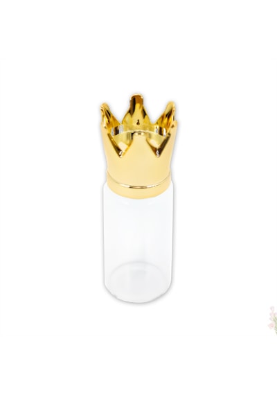 Süsle Bebek ve Parti Kral Tacı Cam Tüp Şişe Gold Kapaklı 6.5 x 2.2 CM Altın