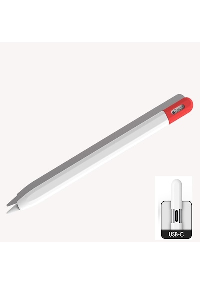 Apple Pencil Usb-c İçin Uyumlu Koruyucu Esnek Silikon Kılıf Kalem Değildir Kırmızı