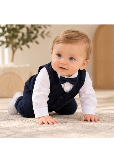 Maxx Kleın Erkek Bebek Lacivert Yelekli Takım Elbise Gömlek Papyon Pantolon 6-9-12-18-24 Ay Maxx Kleın Erkek Bebek Lacivert Yelekli Takım Elbise Gömlek Papyon Pantolon 6-9-12-18-24 Ay
