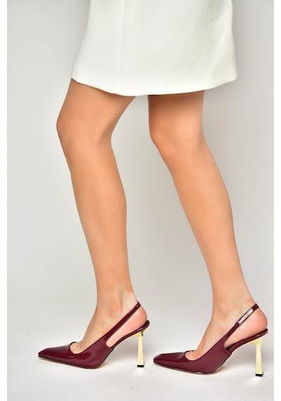 Fox Shoess752074608 Bordo Rugan Kalın Topuklu Kadın Ayakkabı Bordo
