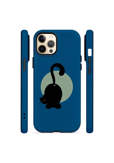 Velvoria Valestra Aylı Kedili Apple iPhone Uyumlu 12 Pro Darbe Korumalı Kılıf Valestra Select - Aylı Kedili