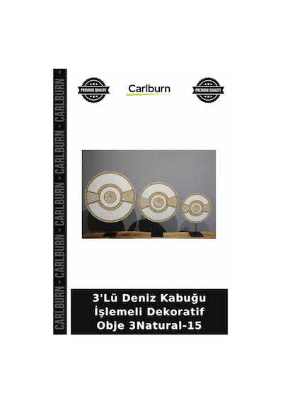 Özel Üretim 3'lü Deniz Kabuğu İşlemeli Dekoratif Obje 3natural-15