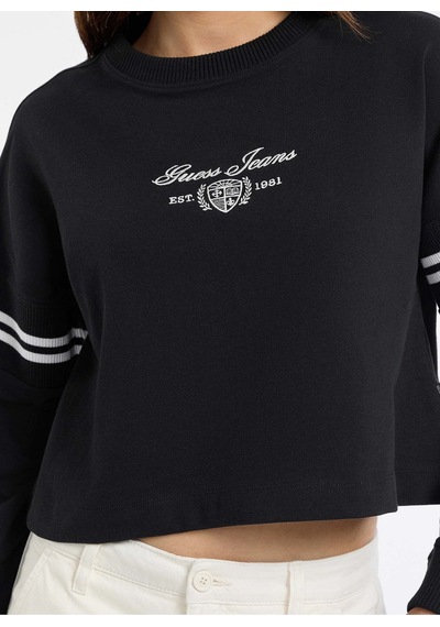 Jeans Yuvarlak Yaka Baskılı Siyah Kadın Sweatshırt Jeans Kadın Sweatshirt Siyah