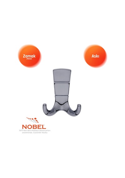 Mina Lüks Askı, Metal, Vestiyer Askı, 125 Gr, Dolap Askılık, Duvar Askılığı, Füme Vidalı