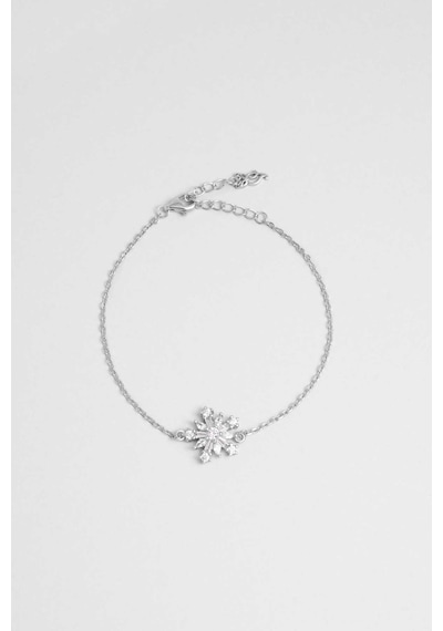 So Chic Elsa 18 Ayar Beyaz Altın Kaplama 19 Cm Gümüş Bileklik Rodyum