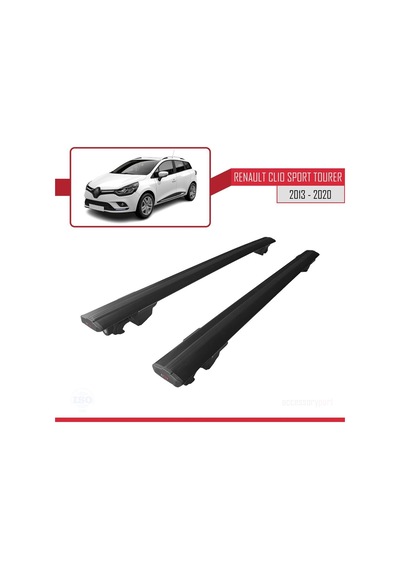 Renault Clio 4 Sport Tourer 2013-2020 Arası Hook Model Anahtar Kilitli Ara Atkı Tavan Barı Siyah