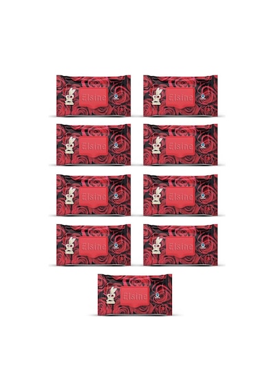 Elsine 9 Paket Red Rose Islak Havlu Mendil 90 Adet Kapaklı Gül Kokulu
