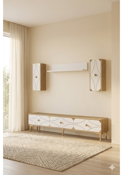 Tvr1897dbg Alfa Tv Ünitesi Takımı Safirmeşe-beyaz-gold 180cm