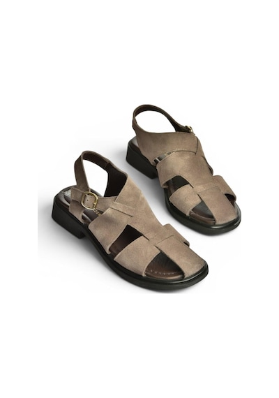 Fox Shoes Y291880002 Füme Hakiki Deri Süet Kadın Sandalet