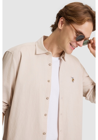 U.S. Polo Assn. U.s. Polo Assn. Erkek Taş Gömlek Basic 50320262-vr049 Taş Rengi