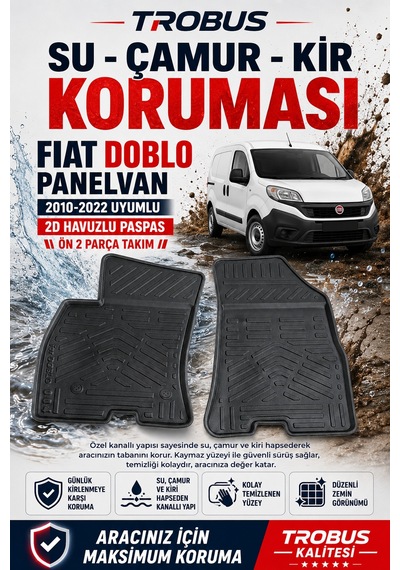 Trobus Fiat Doblo Panelvan 2010-2022 2d Havuzlu Paspas 2 Parça