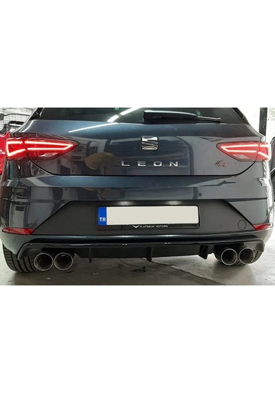 Seat Leon Mk3.5 Custom Difüzör Parlaksiyah Sağ Sol Çift 2017-2020 Arka-bodykit-ek-karlık