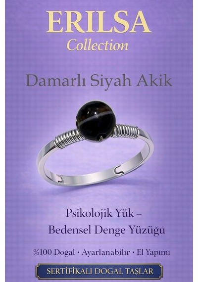 Sertifikalı Psikolojik Yük Bedensel Denge Yüzüğü - Damarlı Siyah Çok Renkli