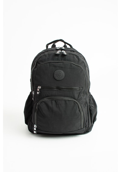 Özer -3013 Sanmorris Unisex Suya Dayanıklı Krinkıl Kumaş Çok Gözlü Orta Boy Laptop Okul Ve Sırt Çantası Siyah