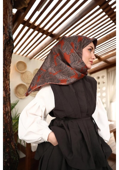 Silk Home Twill İpek Eşarp - 11468-23 Kiremit