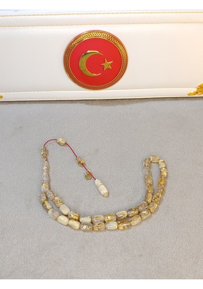 Altın Varaklı Uçak Camı Tesbih