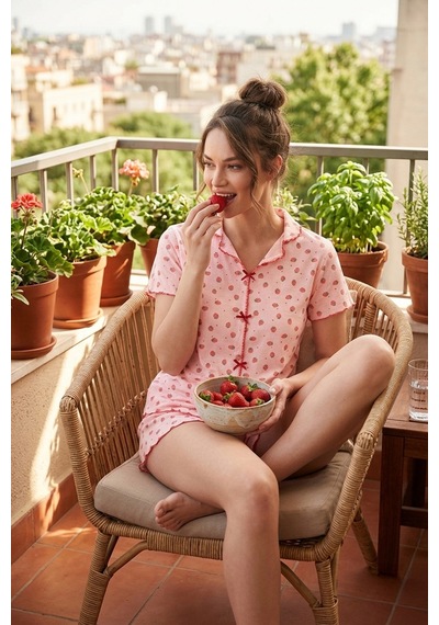 Lela Bayan Pijama Takımı 65770837 Kırmızı-pembe