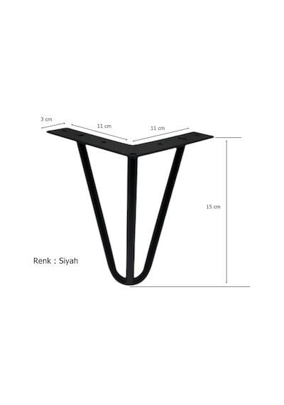 4 Adet Çubuk Ayak Metal 15 Cm Siyah Mobilya Koltuk Ayağı Siyah